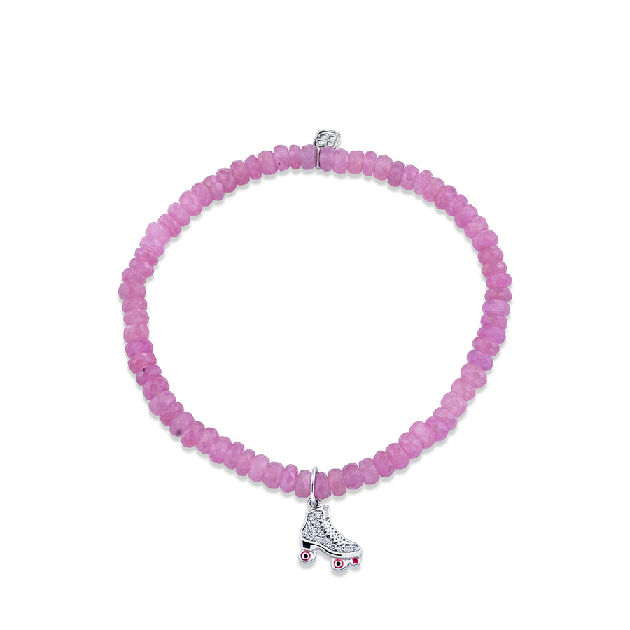 Kids Collection Gold & Diamond Roller Skate on Light Pink Sapphire - Sydney Evan Fine Jewelry