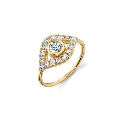 Gold & Pave Diamond Extra-Large Eye Ring