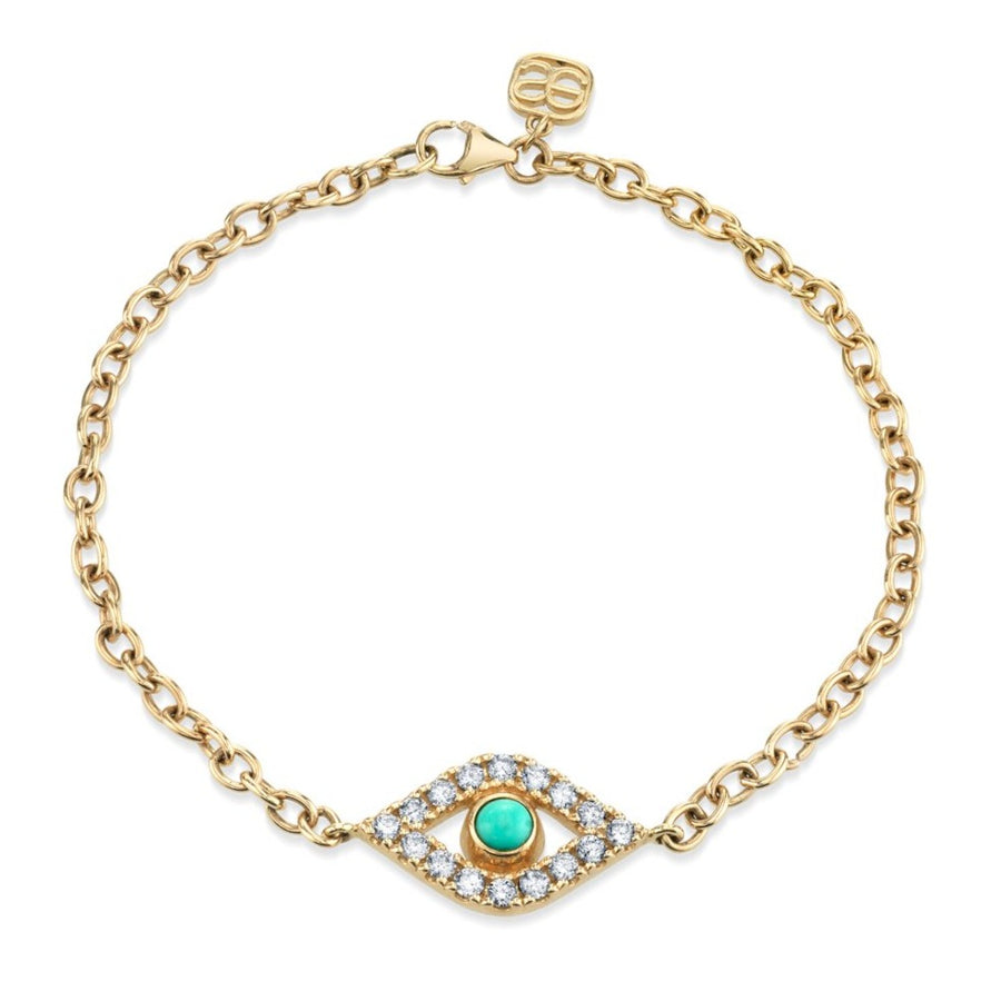 Gold & Diamond Extra Large Evil Eye Bracelet - Sydney Evan Fine Jewelry