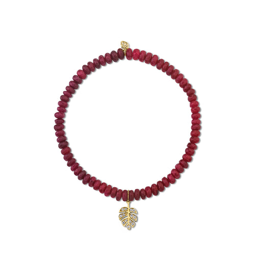 Gold & Diamond Tiny Monstera Leaf on Jade