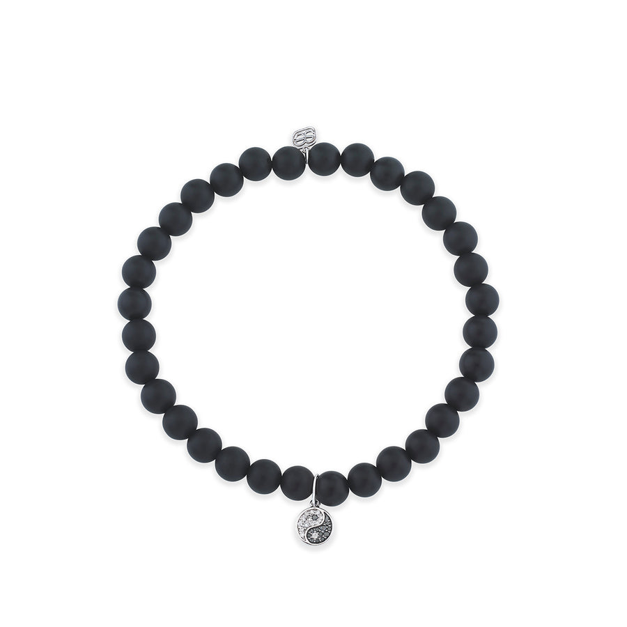 Men's Collection Gold & Diamond Small Yin Yang on Black Matte Onyx - Sydney Evan Fine Jewelry