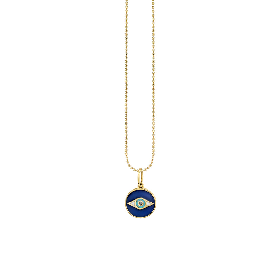 Gold & Enamel Tiny Eye Medallion Charm - Sydney Evan Fine Jewelry