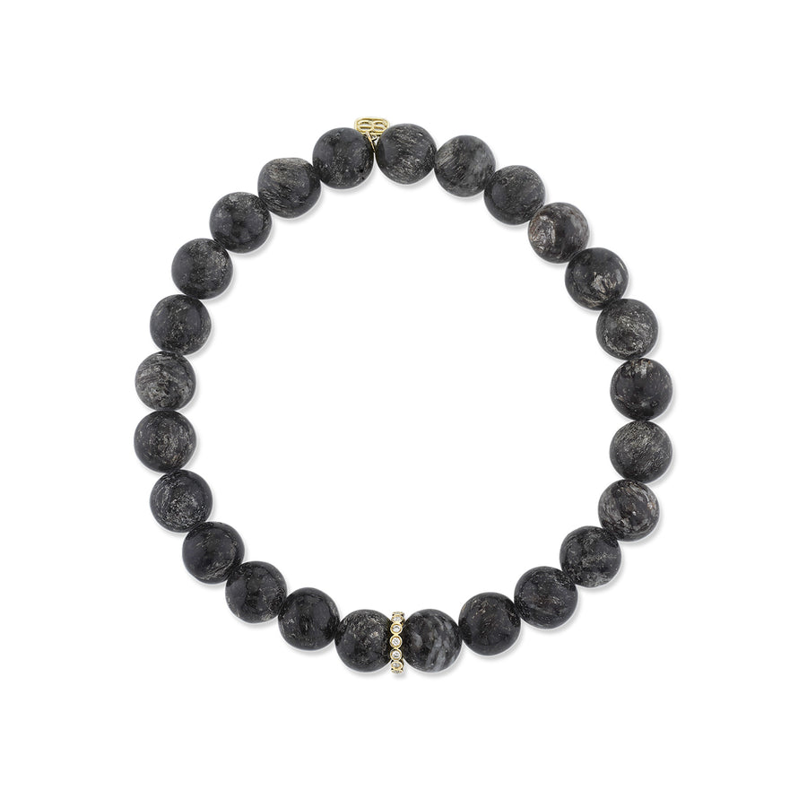 Men's Collection Gold & Diamond Rondelle on Hypersthene - Sydney Evan Fine Jewelry