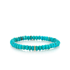 Gold & Diamond Rondelle on Turquoise - Sydney Evan Fine Jewelry