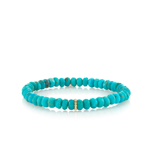 Gold & Diamond Rondelle on Turquoise