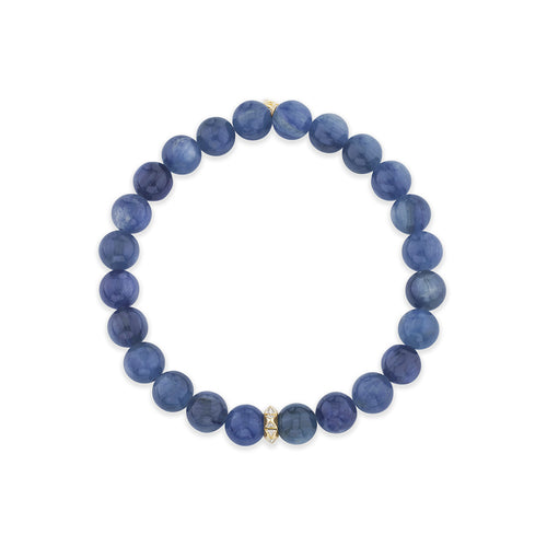 Men's Collection Gold & Diamond Pyramid Rondelle on Kyanite
