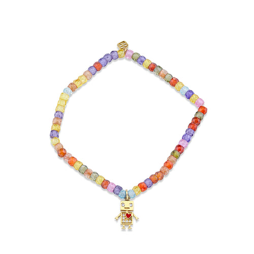 Kids Collection Gold & Diamond Robot on Multicolor Zircon