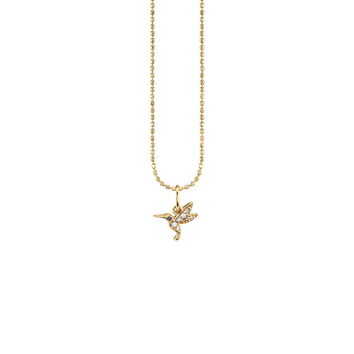 Kids Collection Gold & Diamond Tiny Hummingbird Charm Necklace