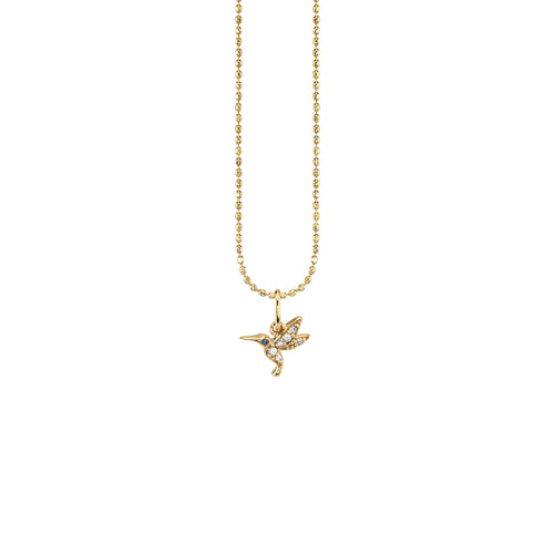 Gold & Diamond Tiny Hummingbird Charm
