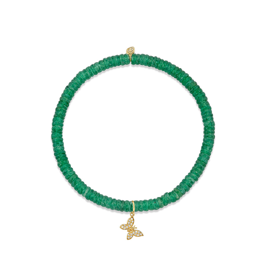 Gold & Diamond Tiny Butterfly on Aventurine - Sydney Evan Fine Jewelry