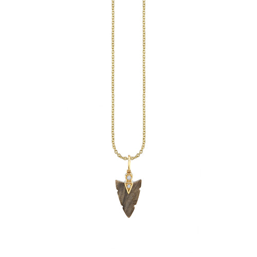 Men's Collection Gold & Diamond Small Carved Arrowhead Charm