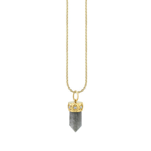 Gold & Diamond Short Carved Stone Charm