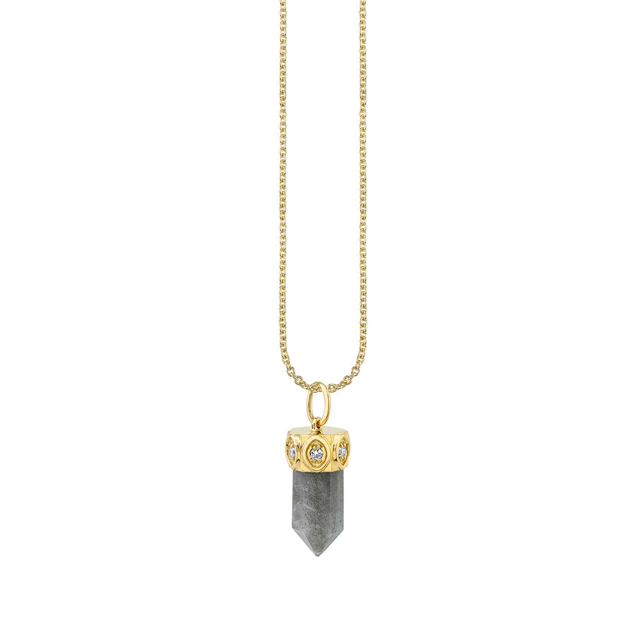 Gold & Diamond Short Carved Stone Charm - Sydney Evan Fine Jewelry