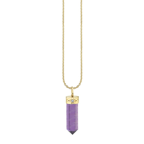 Gold & Diamond Long Carved Stone Charm