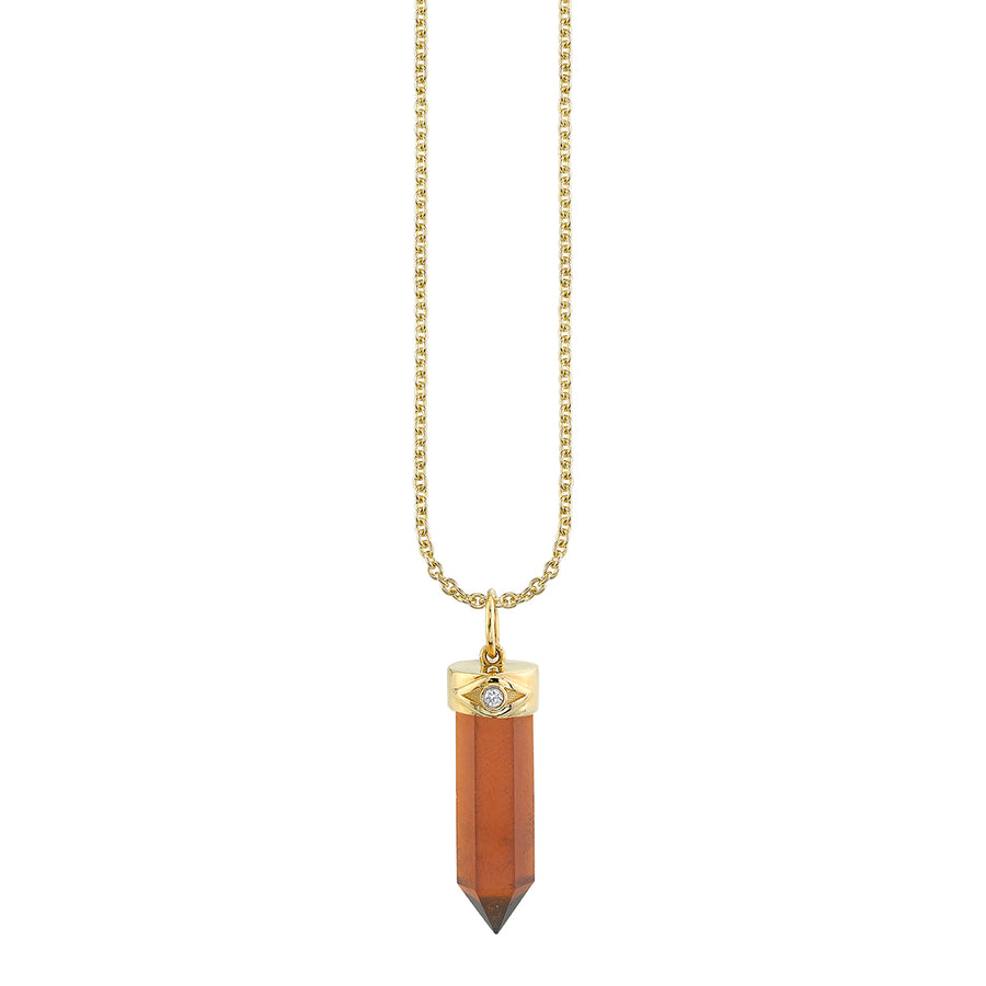 Gold & Diamond Long Carved Stone Charm - Sydney Evan Fine Jewelry