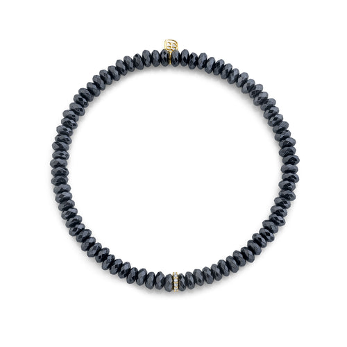 Men's Collection Gold & Diamond Small Cocktail Eternity Rondelle on Hematite
