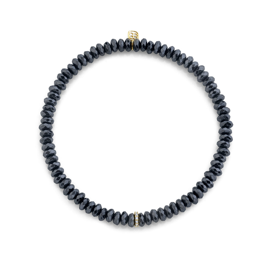 Men's Collection Gold & Diamond Small Cocktail Eternity Rondelle on Hematite - Sydney Evan Fine Jewelry