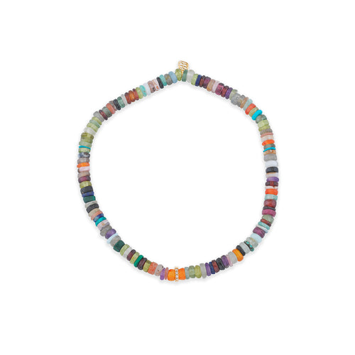 Men's Collection Gold & Diamond Rondelle on Rainbow Heishi