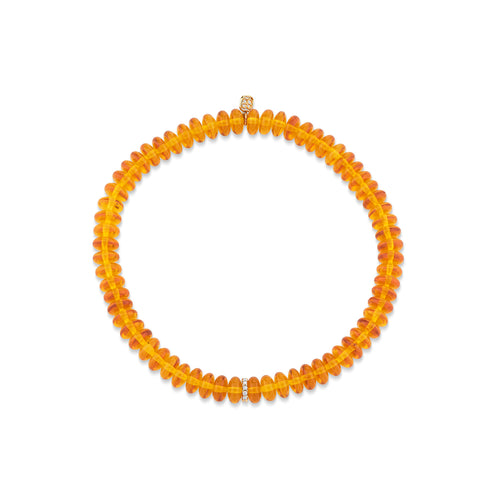 Gold & Diamond Rondelle on Amber