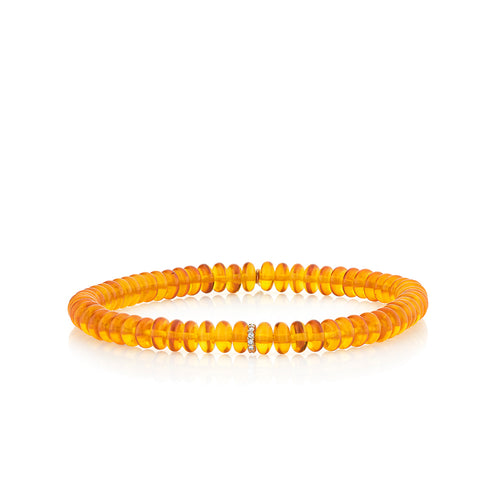 Gold & Diamond Rondelle on Amber