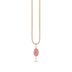 Rose Gold & Pink Sapphire Tiny Wine Glass Charm - Sydney Evan Fine Jewelry