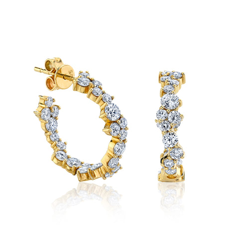 Gold & Diamond Large Cocktail Medium Hoops