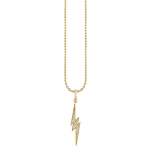 Gold & Diamond Medium Lightning Bolt Charm - Sydney Evan Fine Jewelry