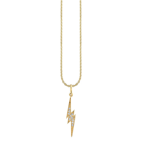Gold & Diamond Medium Lightning Bolt Charm