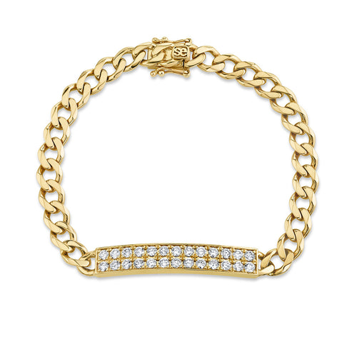 Gold & Diamond Id Bar Bracelet