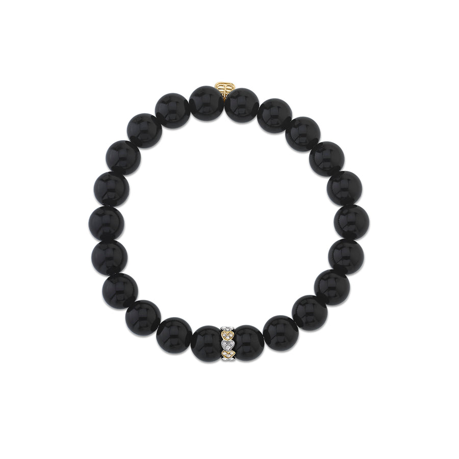 Two-Tone Gold & Diamond Eternity Heart Rondelle on Onyx - Sydney Evan Fine Jewelry