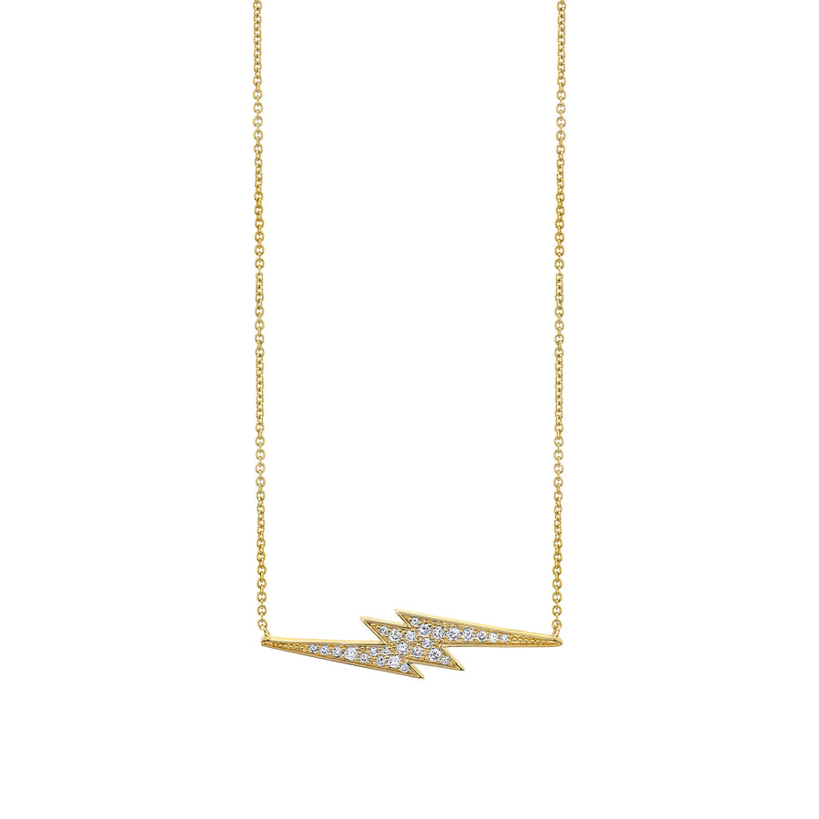 Gold & Diamond Large Lightning Bolt Necklace - Sydney Evan Fine Jewelry