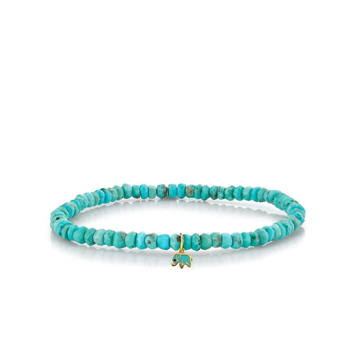 Gold & Enamel Tiny Elephant on Turquoise