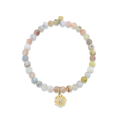 Kids Collection Gold & Diamond Camellia on Multi Morganite