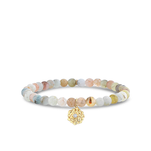 Kids Collection Gold & Diamond Camellia on Multi Morganite