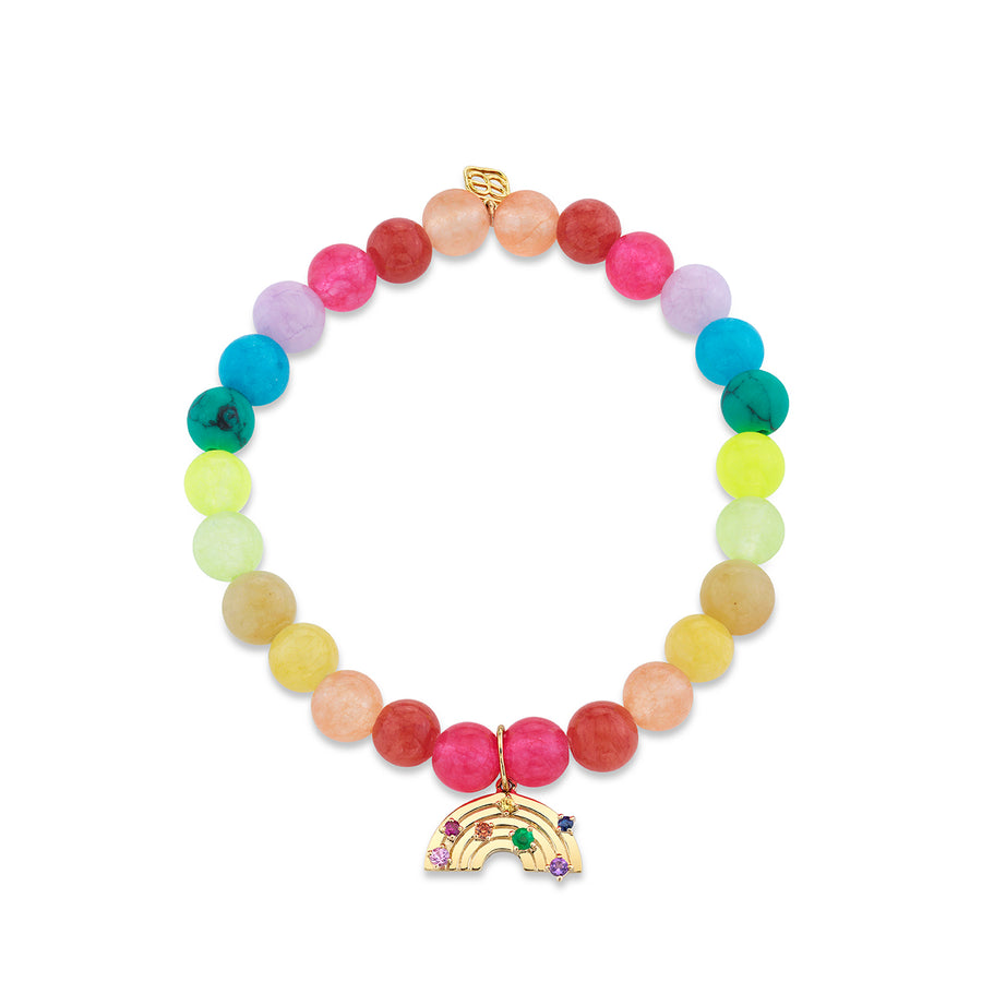 Kids Collection Gold & Rainbow on Rainbow Jade - Sydney Evan Fine Jewelry