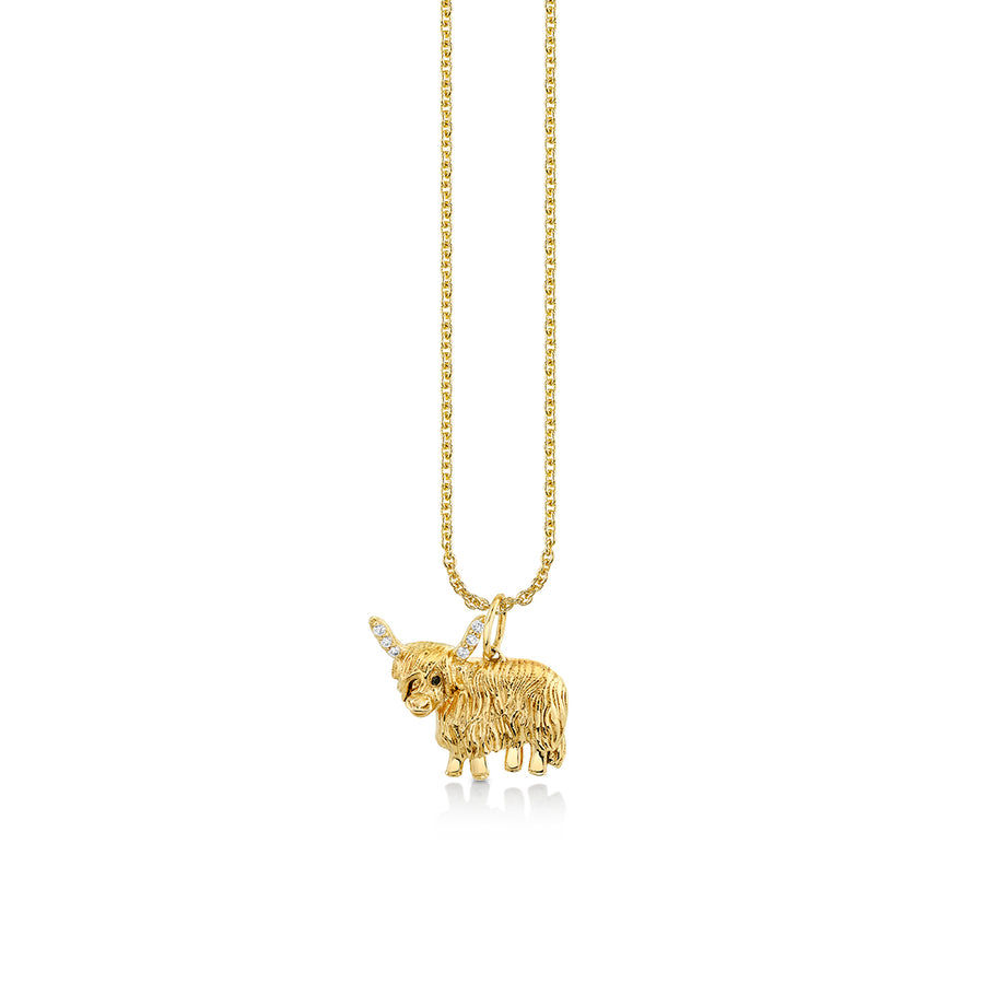 Gold & Diamond Highland Cow Charm - Sydney Evan Fine Jewelry