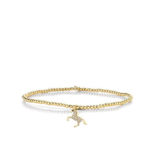 Gold & Diamond Small Horse on Gold Beads