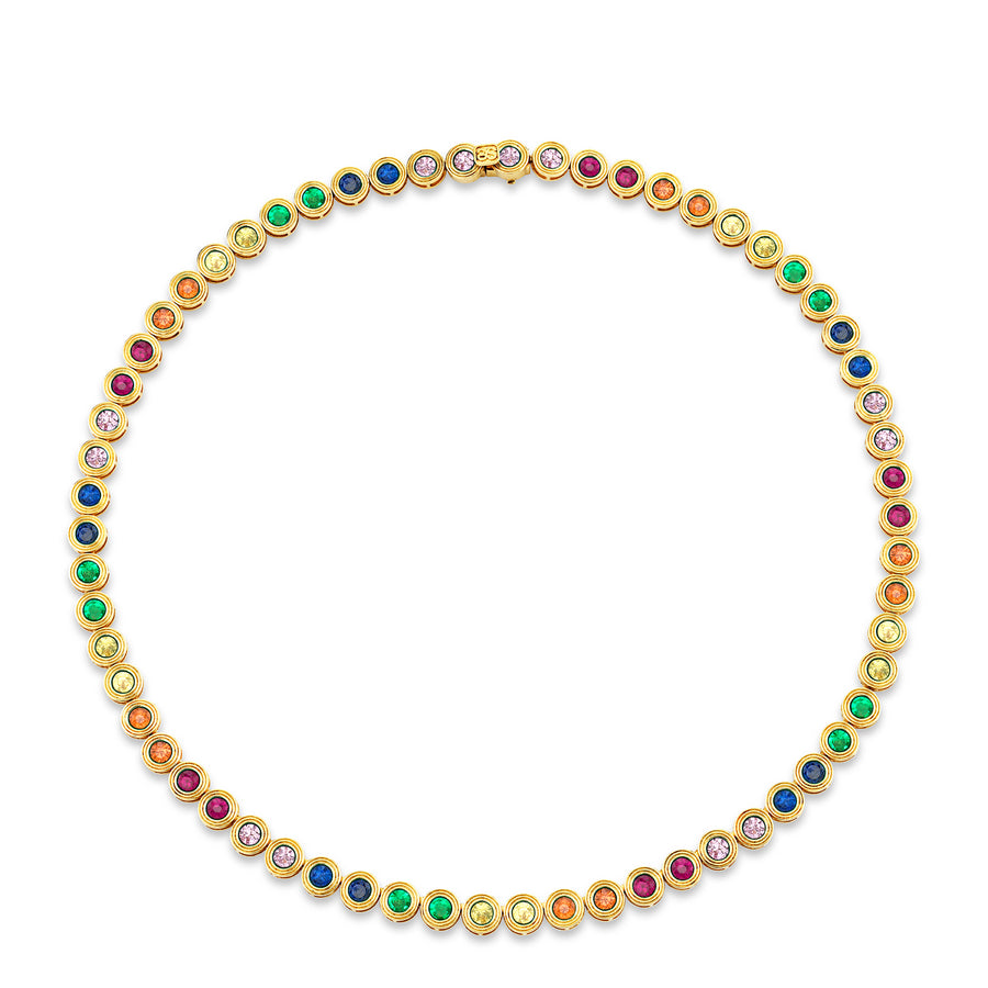 Gold & Rainbow Large Fluted Eternity Necklace - Sydney Evan Fine Jewelry