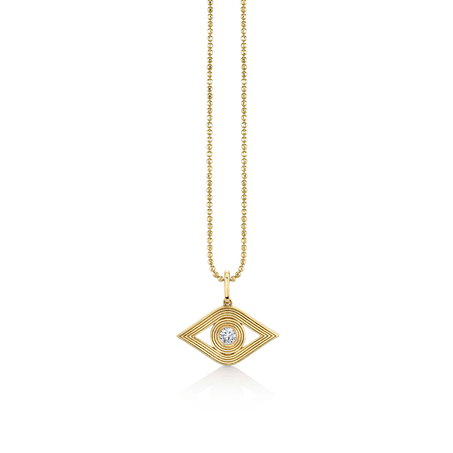 Gold & Diamond Fluted Evil Eye Charm - Sydney Evan Fine Jewelry