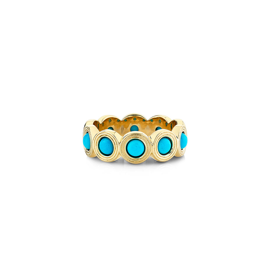 Gold & Turquoise Large Fluted Eternity Ring - Sydney Evan Fine Jewelry