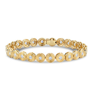 Gold & Diamond Small  Fluted Tennis Bracelet - Sydney Evan Fine Jewelry