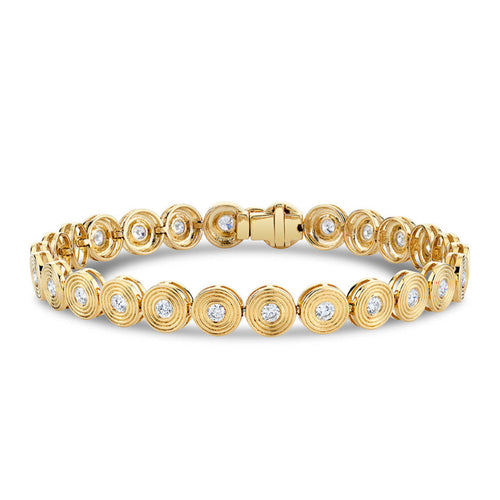 Gold & Diamond Small  Fluted Tennis Bracelet