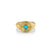 Gold & Turquoise Large Fluted Signet Ring