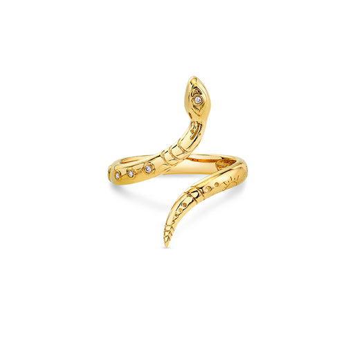 Gold & Diamond Snake Ring