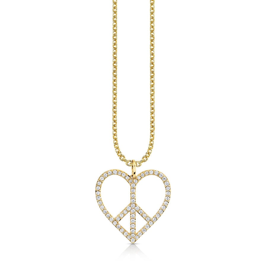 Gold & Diamond Large Peace Heart Charm - Sydney Evan Fine Jewelry