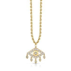 Gold & Diamond Large Eye With Marquise Eye Fringes Charm - Sydney Evan Fine Jewelry
