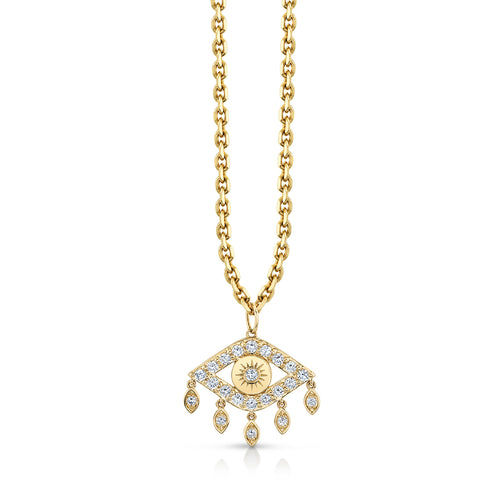 Gold & Diamond Large Eye With Marquise Eye Fringes Charm