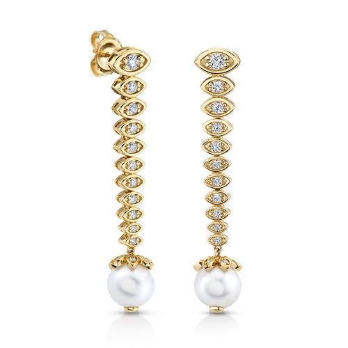Gold & Diamond Graduated Marquise Eye Earrings