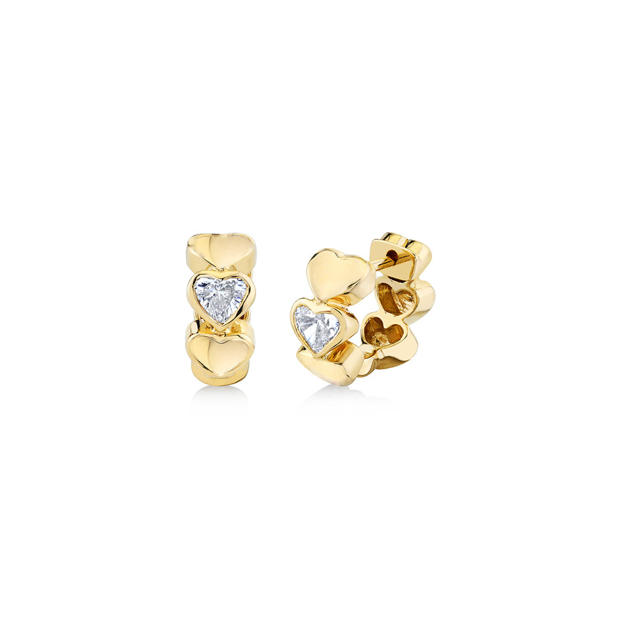 Gold & Heart Diamond Huggie - Sydney Evan Fine Jewelry