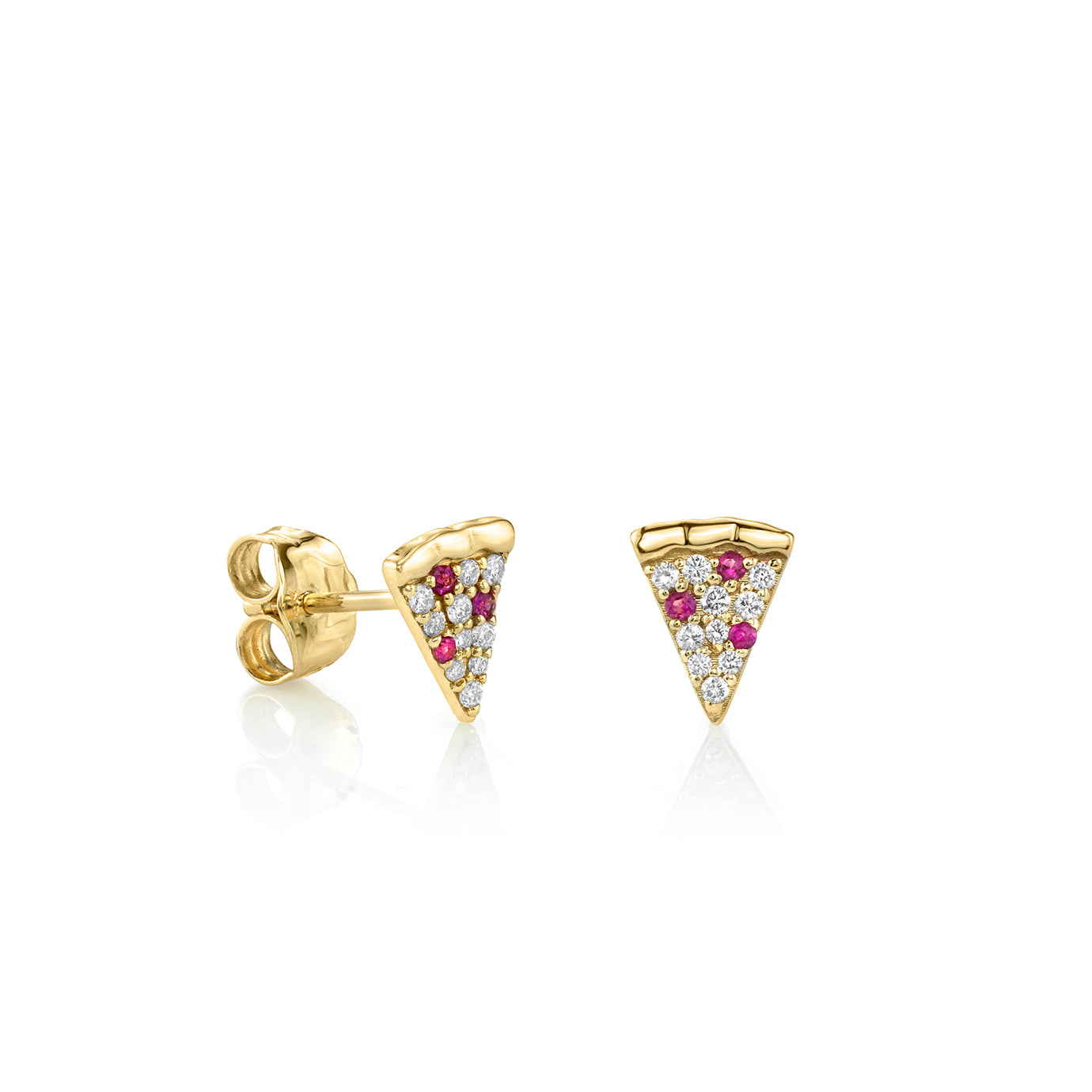 Diamond & Ruby Pizza Slice Stud